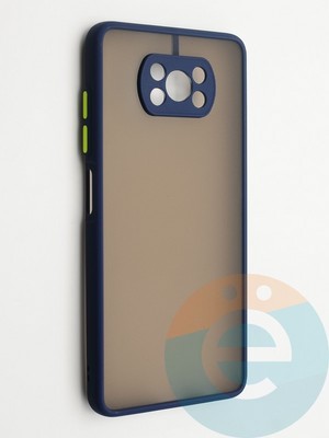 Накладка пластиковая с силиконовой окантовкой с защищенной камерой для Poco X3/X3 Pro синяя - фото 42277