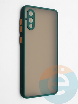 Накладка пластиковая с силиконовой окантовкой с защищенной камерой для Samsung Galaxy A02 зеленая - фото 42278