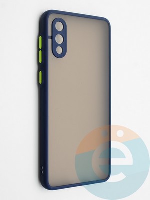 Накладка пластиковая с силиконовой окантовкой с защищенной камерой для Samsung Galaxy A02 синяя - фото 42279