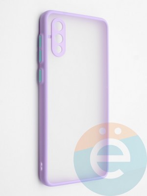 Накладка пластиковая с силиконовой окантовкой с защищенной камерой для Samsung Galaxy A02 сиреневая - фото 42280