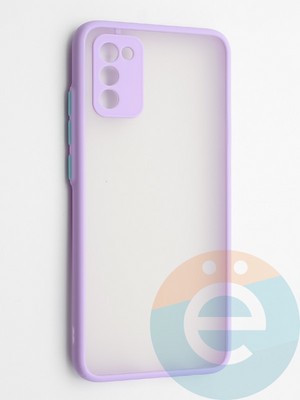 Накладка пластиковая с силиконовой окантовкой с защищенной камерой для Samsung Galaxy A02S сиреневая - фото 42281