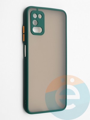 Накладка пластиковая с силиконовой окантовкой с защищенной камерой для Samsung Galaxy A03S 5G зеленая - фото 42282