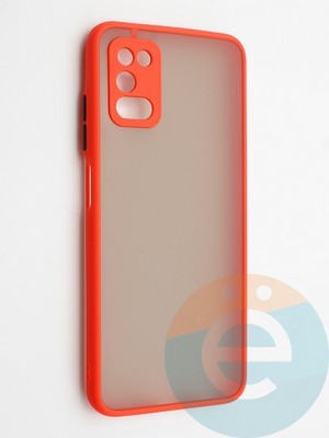 Накладка пластиковая с силиконовой окантовкой с защищенной камерой для Samsung Galaxy A03S 5G красная - фото 42283