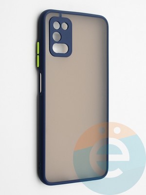 Накладка пластиковая с силиконовой окантовкой с защищенной камерой для Samsung Galaxy A03S 5G синяя - фото 42284