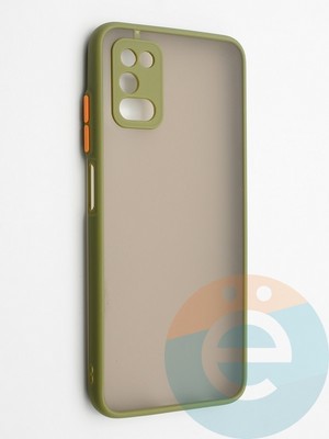 Накладка пластиковая с силиконовой окантовкой с защищенной камерой для Samsung Galaxy A03S 5G хаки - фото 42287
