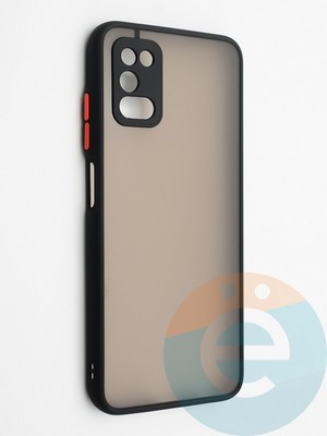 Накладка пластиковая с силиконовой окантовкой с защищенной камерой для Samsung Galaxy A03S 5G черная - фото 42288