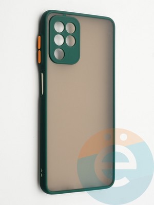 Накладка пластиковая с силиконовой окантовкой с защищенной камерой для Samsung Galaxy A22 4G зеленая - фото 42290