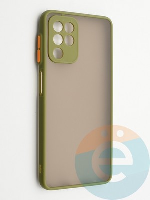 Накладка пластиковая с силиконовой окантовкой с защищенной камерой для Samsung Galaxy A22 4G хаки - фото 42294