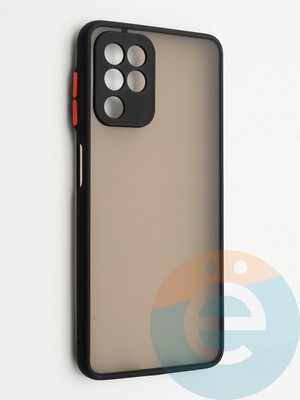 Накладка пластиковая с силиконовой окантовкой с защищенной камерой для Samsung Galaxy A22 4G черная - фото 42295