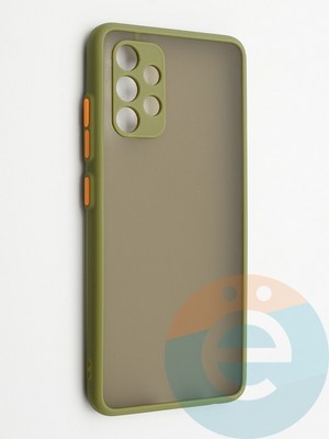 Накладка пластиковая с силиконовой окантовкой с защищенной камерой для Samsung Galaxy A32 хаки - фото 42298