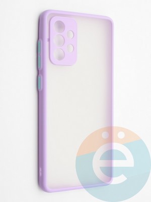 Накладка пластиковая с силиконовой окантовкой с защищенной камерой для Samsung Galaxy A72 сиреневая - фото 42309