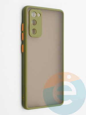 Накладка пластиковая с силиконовой окантовкой с защищенной камерой для Samsung Galaxy S20FE хаки - фото 42315
