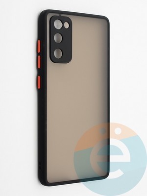Накладка пластиковая с силиконовой окантовкой с защищенной камерой для Samsung Galaxy S20FE черная - фото 42316