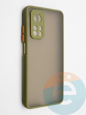 Накладка пластиковая с силиконовой окантовкой с защищенной камерой для Xiaomi Mi 10T хаки - фото 42321