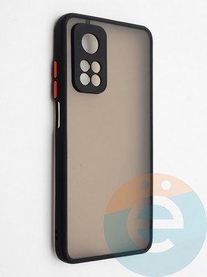 Накладка пластиковая с силиконовой окантовкой с защищенной камерой для Xiaomi Mi 10T черная - фото 42322
