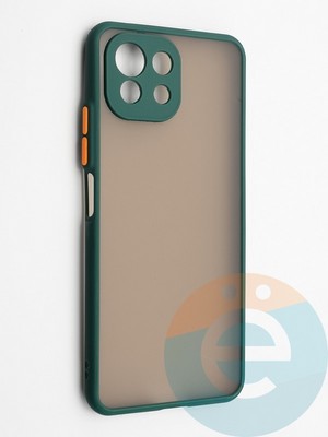 Накладка пластиковая с силиконовой окантовкой с защищенной камерой для Xiaomi Mi 11 Lite зеленая - фото 42323