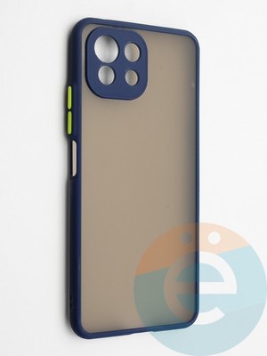 Накладка пластиковая с силиконовой окантовкой с защищенной камерой для Xiaomi Mi 11 Lite синяя - фото 42325