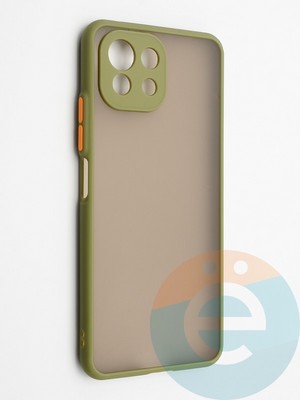 Накладка пластиковая с силиконовой окантовкой с защищенной камерой для Xiaomi Mi 11 Lite хаки - фото 42327