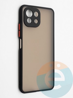Накладка пластиковая с силиконовой окантовкой с защищенной камерой для Xiaomi Mi 11 Lite черная - фото 42328