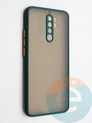 Накладка пластиковая с силиконовой окантовкой с защищенной камерой для Xiaomi Redmi 9 зеленая - фото 42329