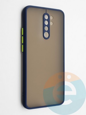 Накладка пластиковая с силиконовой окантовкой с защищенной камерой для Xiaomi Redmi 9 синяя - фото 42330