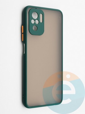 Накладка пластиковая с силиконовой окантовкой с защищенной камерой для Xiaomi Redmi Note 10 4G/Poco M5S зеленая - фото 42332