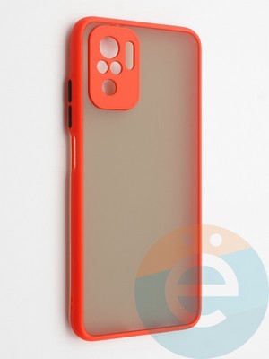 Накладка пластиковая с силиконовой окантовкой с защищенной камерой для Xiaomi Redmi Note 10 4G/Poco M5S красная - фото 42333