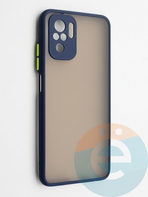 Накладка пластиковая с силиконовой окантовкой с защищенной камерой для Xiaomi Redmi Note 10 4G/Poco M5S синяя - фото 42334
