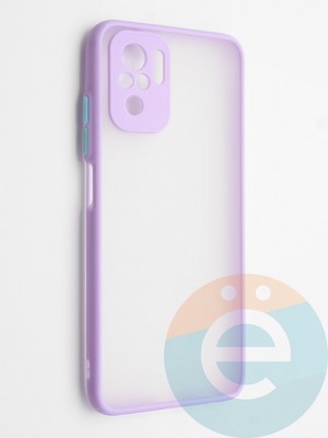 Накладка пластиковая с силиконовой окантовкой с защищенной камерой для Xiaomi Redmi Note 10 4G/Poco M5S сиреневая - фото 42335