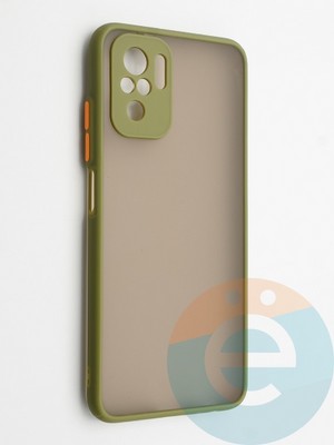 Накладка пластиковая с силиконовой окантовкой с защищенной камерой для Xiaomi Redmi Note 10 4G/Poco M5S хаки - фото 42336