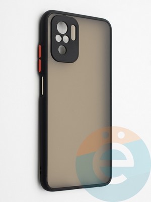 Накладка пластиковая с силиконовой окантовкой с защищенной камерой для Xiaomi Redmi Note 10 4G/Poco M5S черная - фото 42337