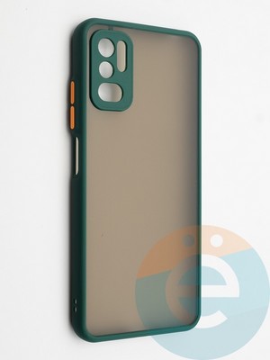 Накладка пластиковая с силиконовой окантовкой с защищенной камерой для Xiaomi Redmi Note 10 5G/Poco M3 Pro зеленая - фото 42338