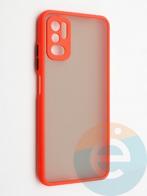 Накладка пластиковая с силиконовой окантовкой с защищенной камерой для Xiaomi Redmi Note 10 5G/Poco M3 Pro красная - фото 42339