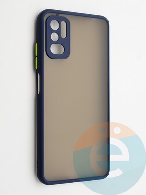 Накладка пластиковая с силиконовой окантовкой с защищенной камерой для Xiaomi Redmi Note 10 5G/Poco M3 Pro синяя - фото 42340