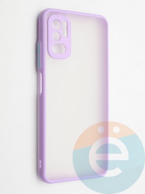 Накладка пластиковая с силиконовой окантовкой с защищенной камерой для Xiaomi Redmi Note 10 5G/Poco M3 Pro сиреневая - фото 42341