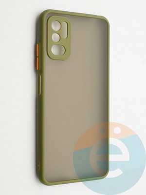 Накладка пластиковая с силиконовой окантовкой с защищенной камерой для Xiaomi Redmi Note 10 5G/Poco M3 Pro хаки - фото 42342