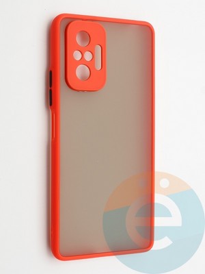 Накладка пластиковая с силиконовой окантовкой с защищенной камерой для Xiaomi Redmi Note 10 Pro 4G красная - фото 42345