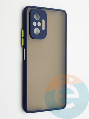 Накладка пластиковая с силиконовой окантовкой с защищенной камерой для Xiaomi Redmi Note 10 Pro 4G синяя - фото 42346