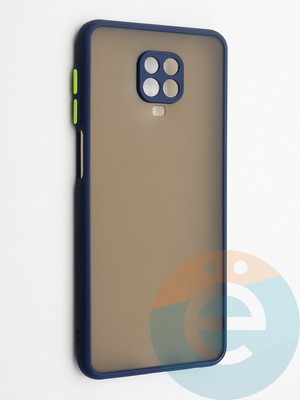 Накладка пластиковая с силиконовой окантовкой с защищенной камерой для Xiaomi Redmi Note 9S/9 Pro синяя - фото 42350
