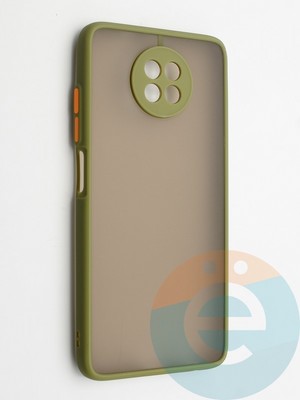 Накладка пластиковая с силиконовой окантовкой с защищенной камерой для Xiaomi Redmi Note 9T хаки - фото 42355