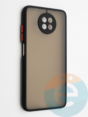 Накладка пластиковая с силиконовой окантовкой с защищенной камерой для Xiaomi Redmi Note 9T черная - фото 42356