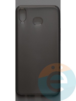 Накладка силиконовая ультратонкая на Samsung Galaxy A6S (2018) тёмно-прозрачная - фото 44420