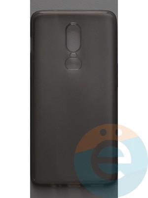 Накладка силиконовая ультратонкая на One Plus 6 тёмно-прозрачная - фото 44433