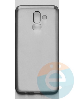 Накладка силиконовая ультратонкая на Samsung Galaxy J8 SM-J810 (2018) тёмно-прозрачная - фото 44970
