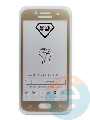 Защитное стекло 9D с полной проклейкой на Samsung Galaxy A3 2017 золотистое - фото 45041