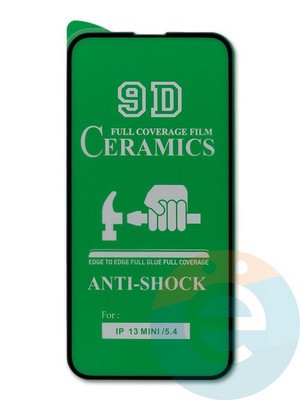 Защитное стекло Ceramics (в упаковке) для Apple iPhone 13 Mini черное - фото 45076