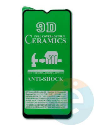 Защитное стекло Ceramics (в упаковке) для Samsung Galaxy A12/M12/F12/F02S/M02/A02 черное - фото 45089