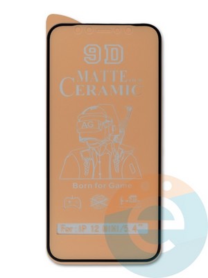 Защитное стекло Ceramics Matte (без упаковки) для Apple iPhone 12 Mini 5.4 черное - фото 45460
