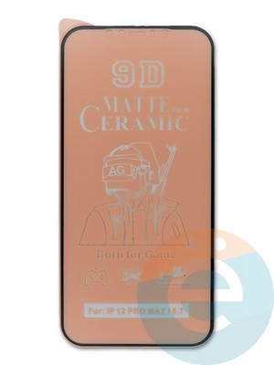 Защитное стекло Ceramics Matte (без упаковки) для Apple iPhone 12 Pro Max 6.7 черное - фото 45461
