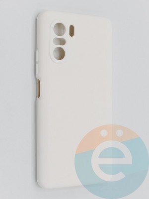 Накладка Silicone Cover (без логотипа, с защитой камеры) для Poco F3 молочная - фото 45279